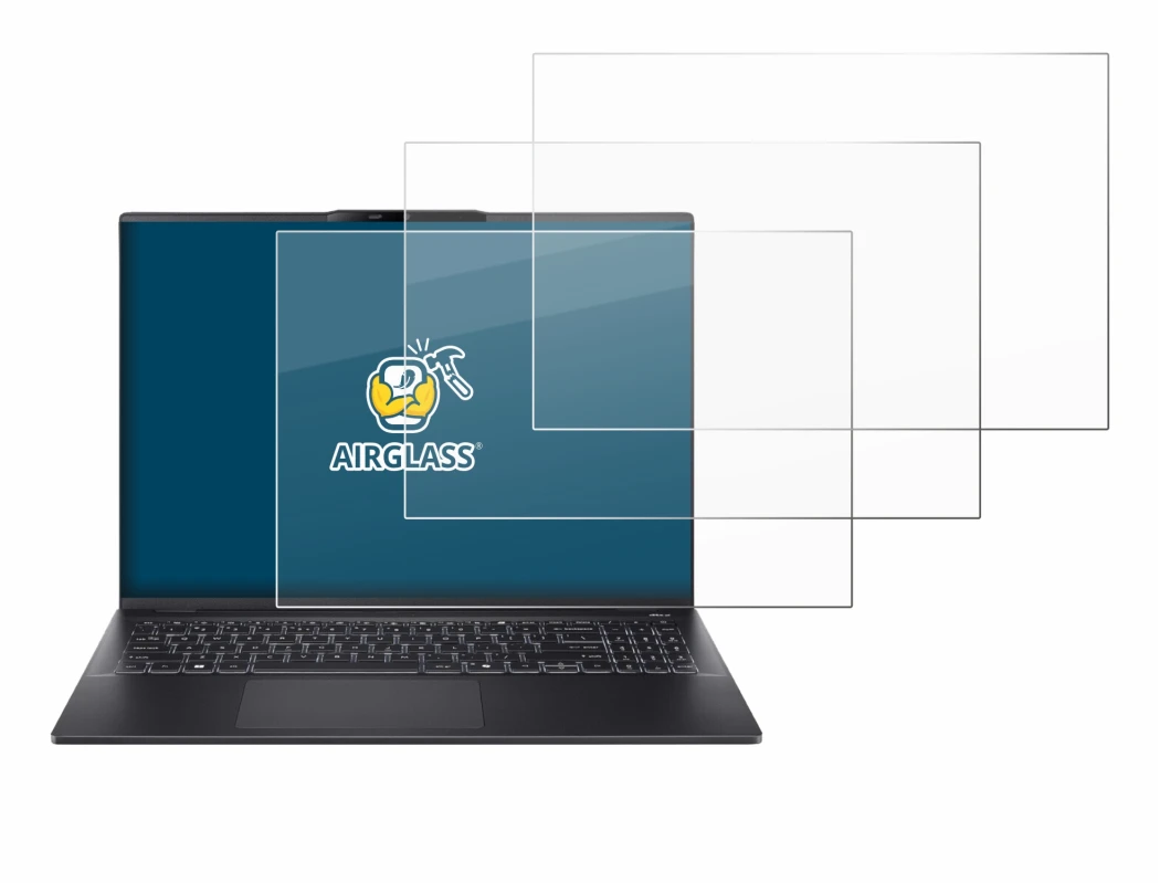 Image de l'appareil Acer Swift 16 AI avec une grande variété de protections d'écran.