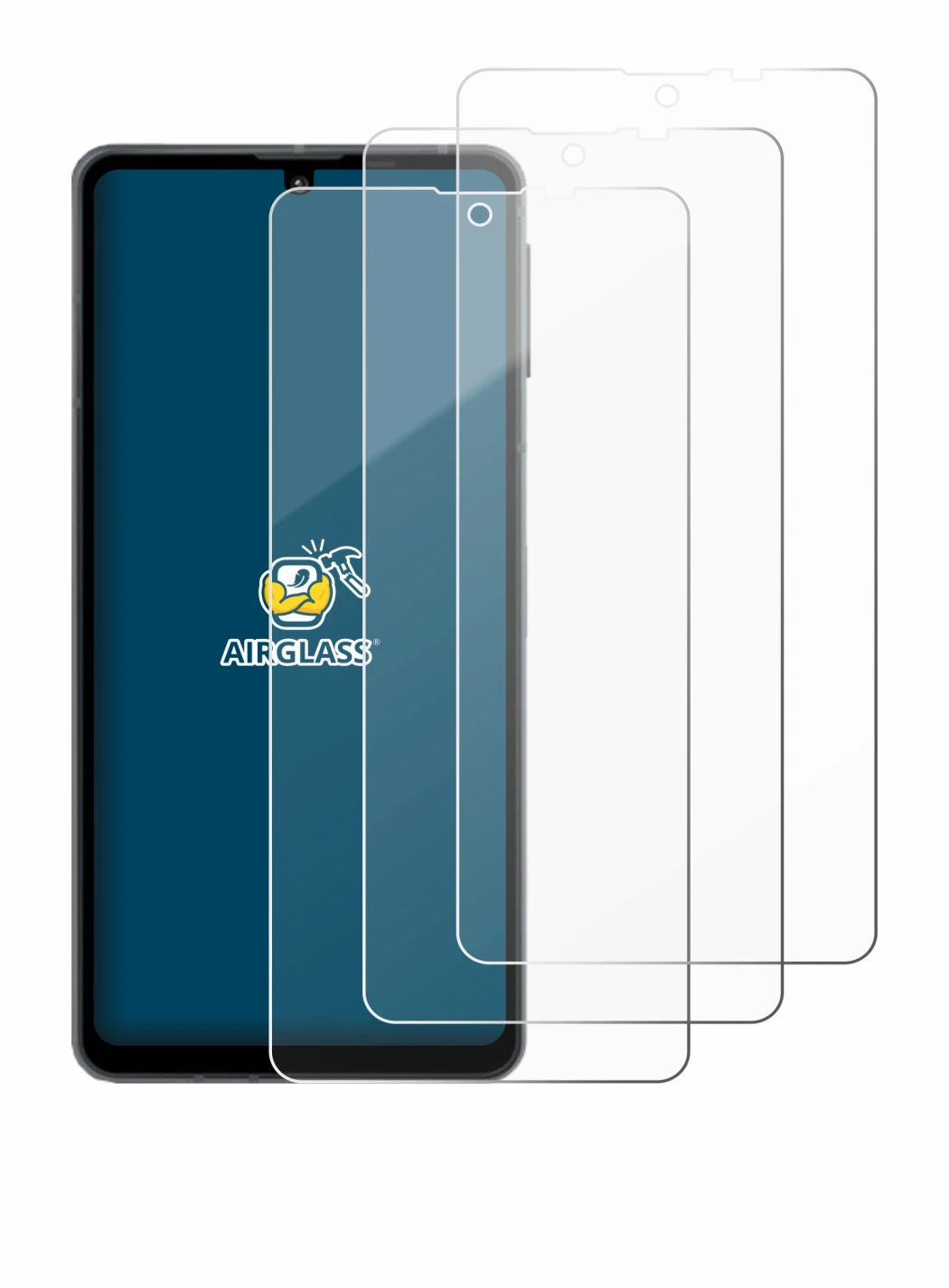 Image de l'appareil Sharp Aquos Sense 8 avec une grande variété de protections d'écran.