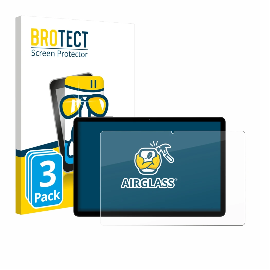 Face avant d’un emballage produit avec le logo de la marque BROTECT. À côté, l’appareil Doogee Tab G6 est représenté avec la p