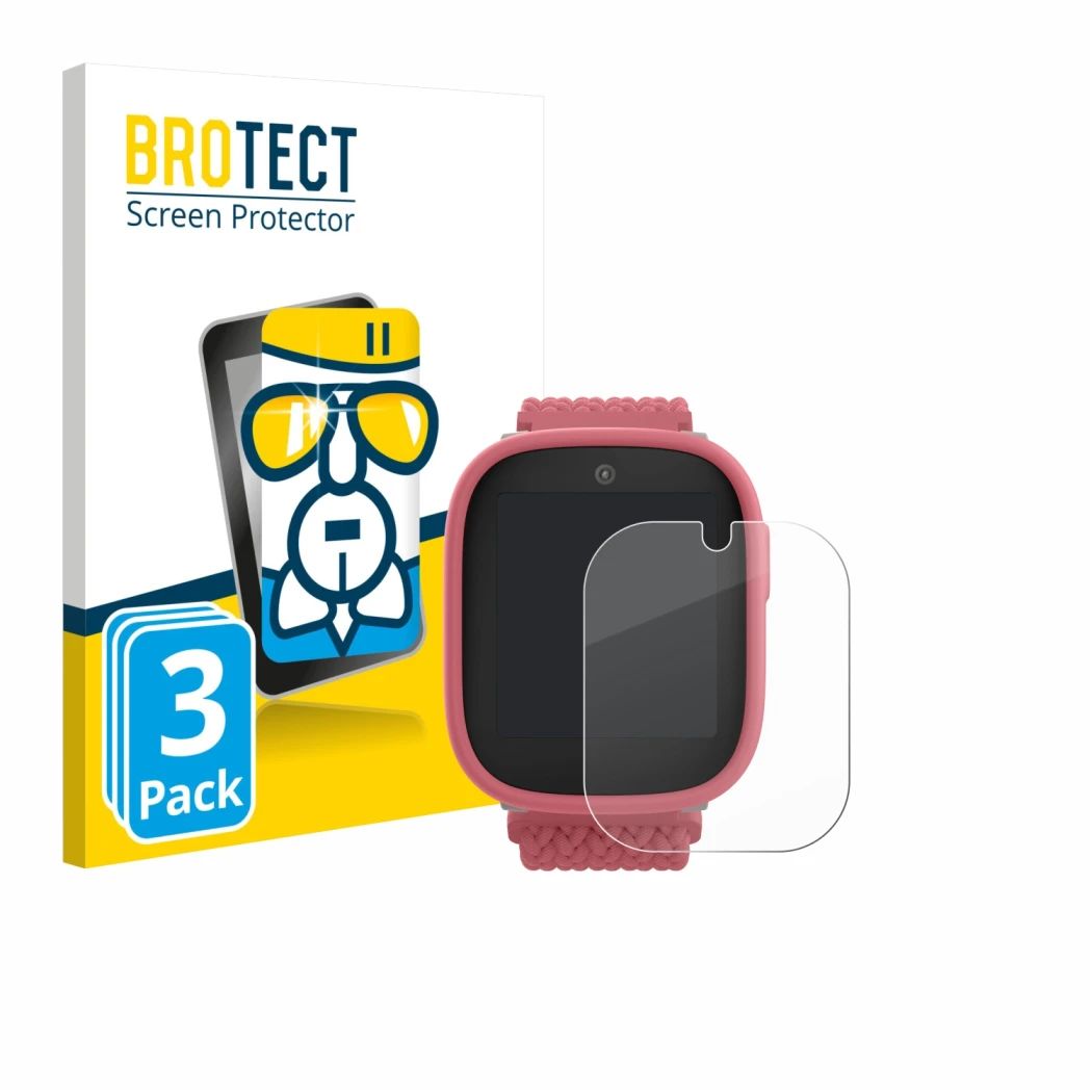 Face avant d’un emballage produit avec le logo de la marque BROTECT. À côté, l’appareil Xplora X6 Play 2025 (2ème génération)