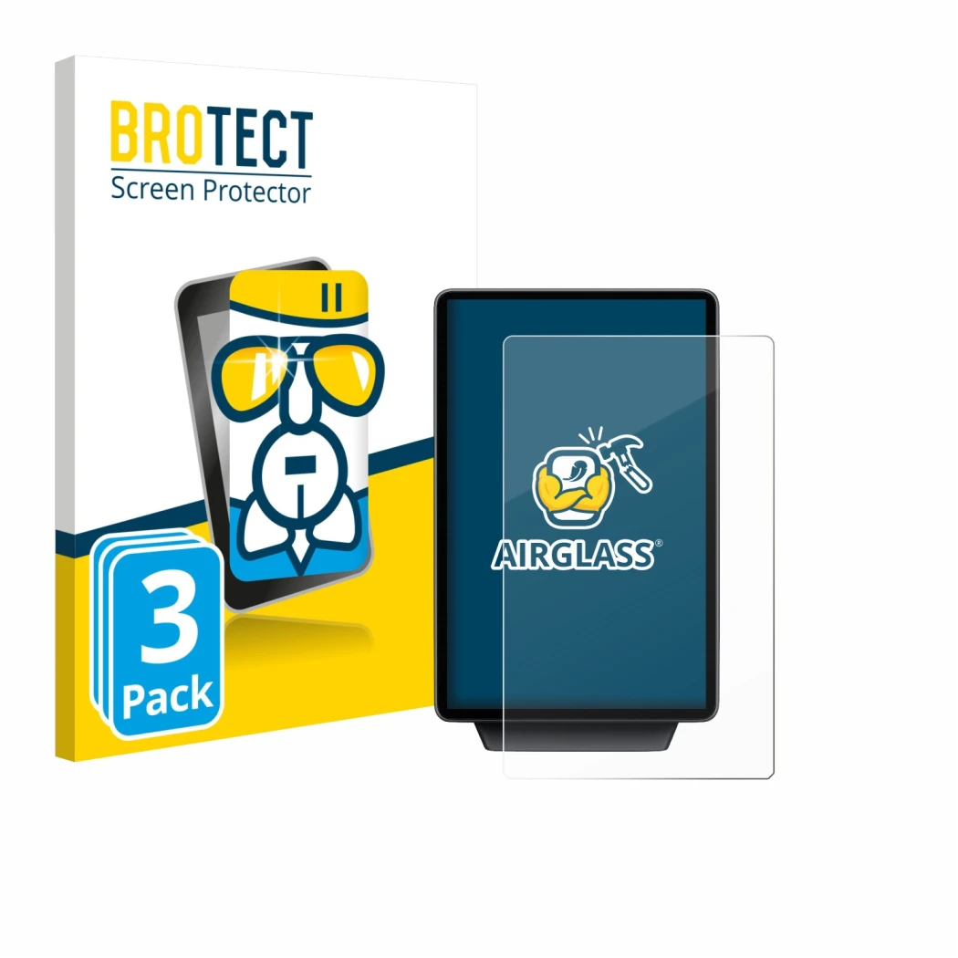 Face avant d’un emballage produit avec le logo de la marque BROTECT. À côté, l’appareil Ford Explorer Electric 2025 est représ