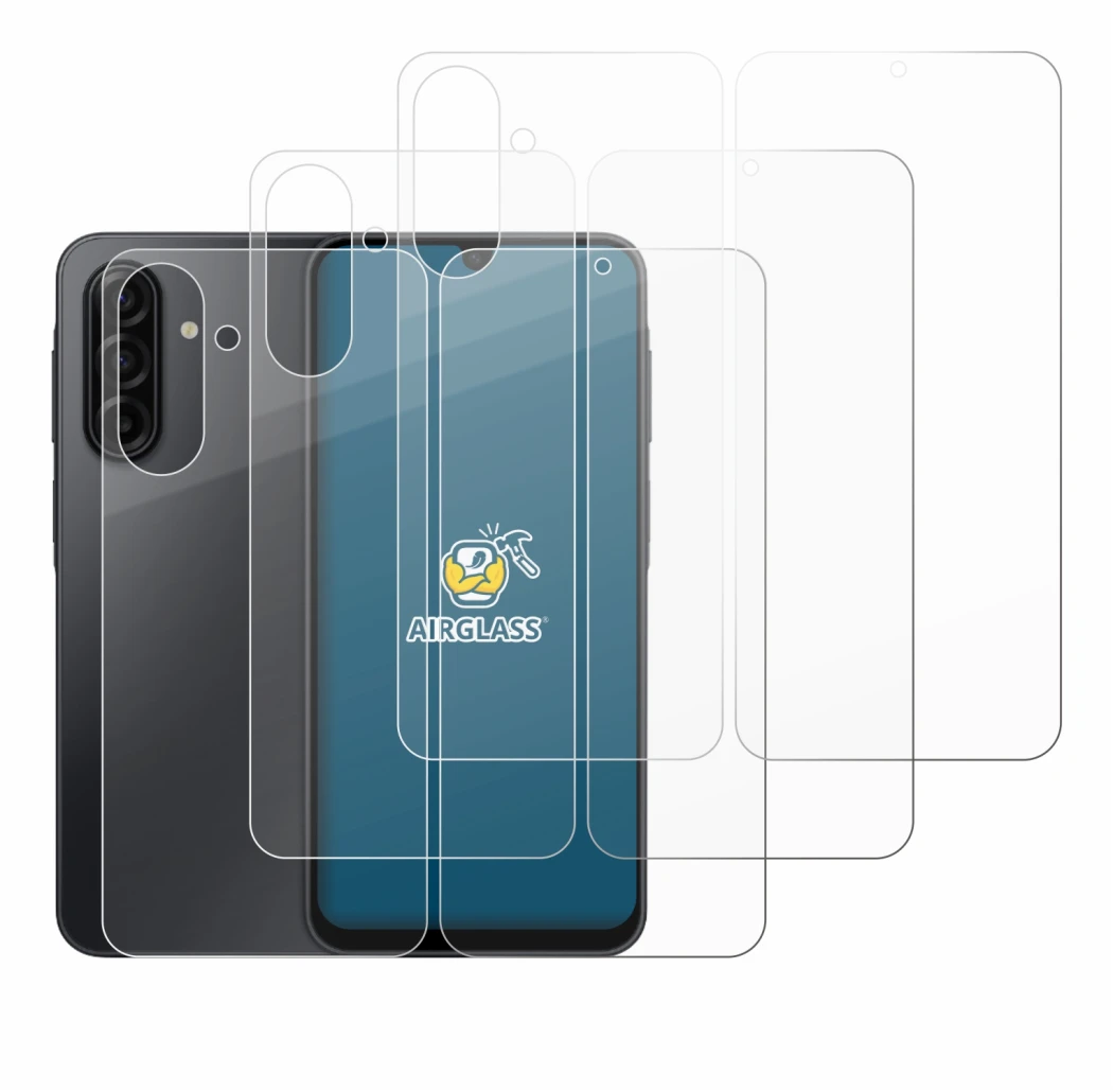 Image de l'appareil Samsung Galaxy A17 5G (Avant+Arrière) avec une grande variété de protections d'écran.