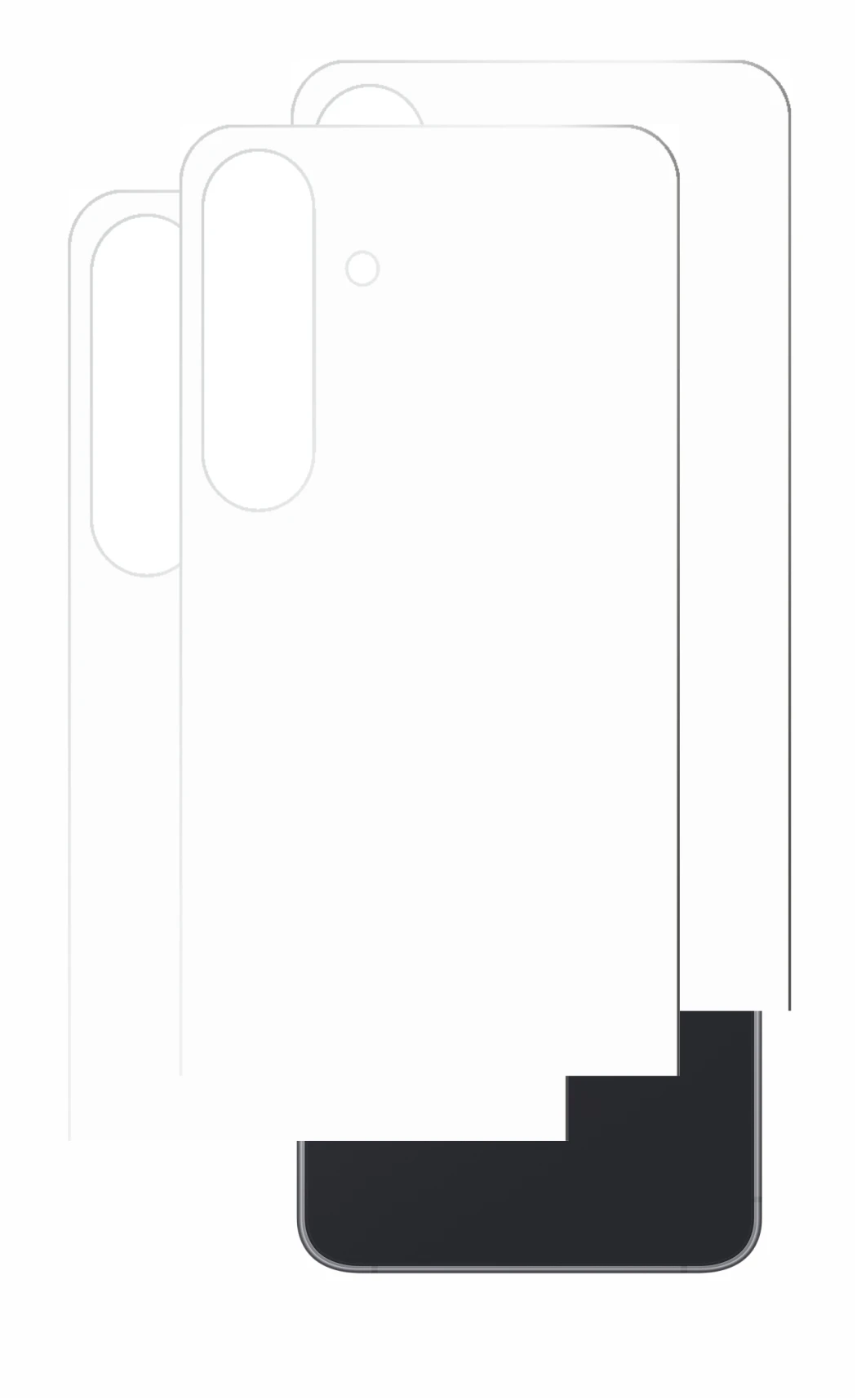 Image de l'appareil Samsung Galaxy S25 FE (Arrière) avec une grande variété de protections d'écran.