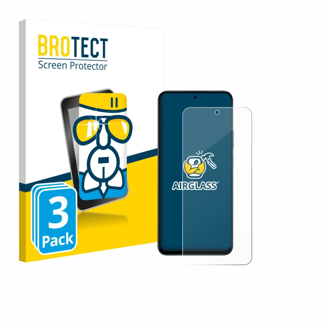 Face avant d’un emballage produit avec le logo de la marque BROTECT. À côté, l’appareil Honor 400 Smart est représenté avec la