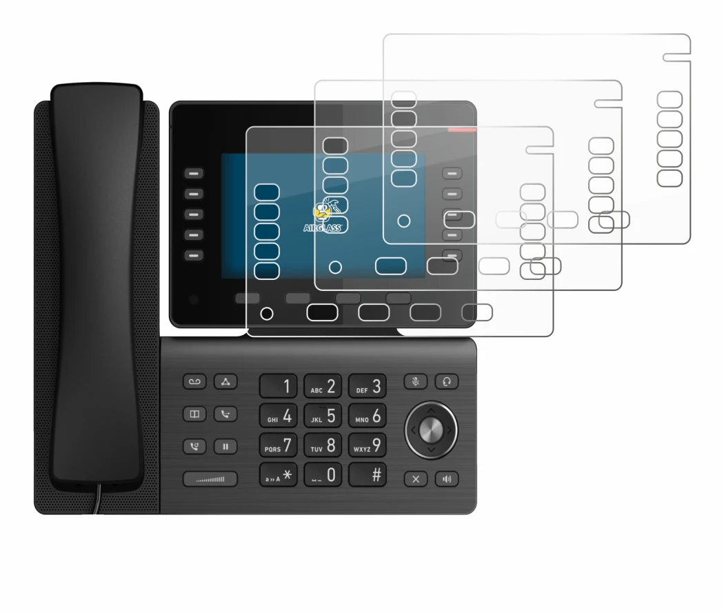 Image de l'appareil Snom D865 avec une grande variété de protections d'écran.