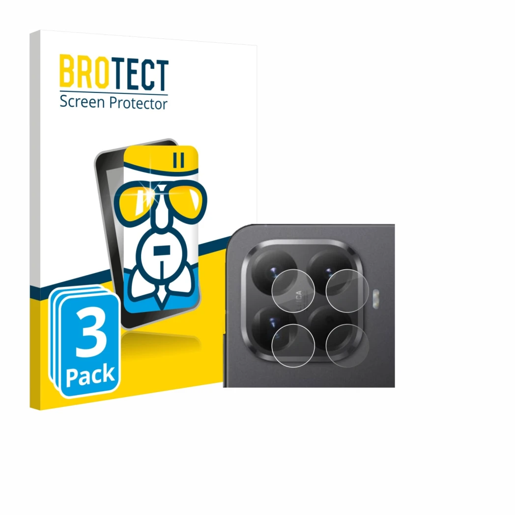 Face avant d’un emballage produit avec le logo de la marque BROTECT. À côté, l’appareil Xiaomi 15T Pro (Caméra UNIQUEMENT) est