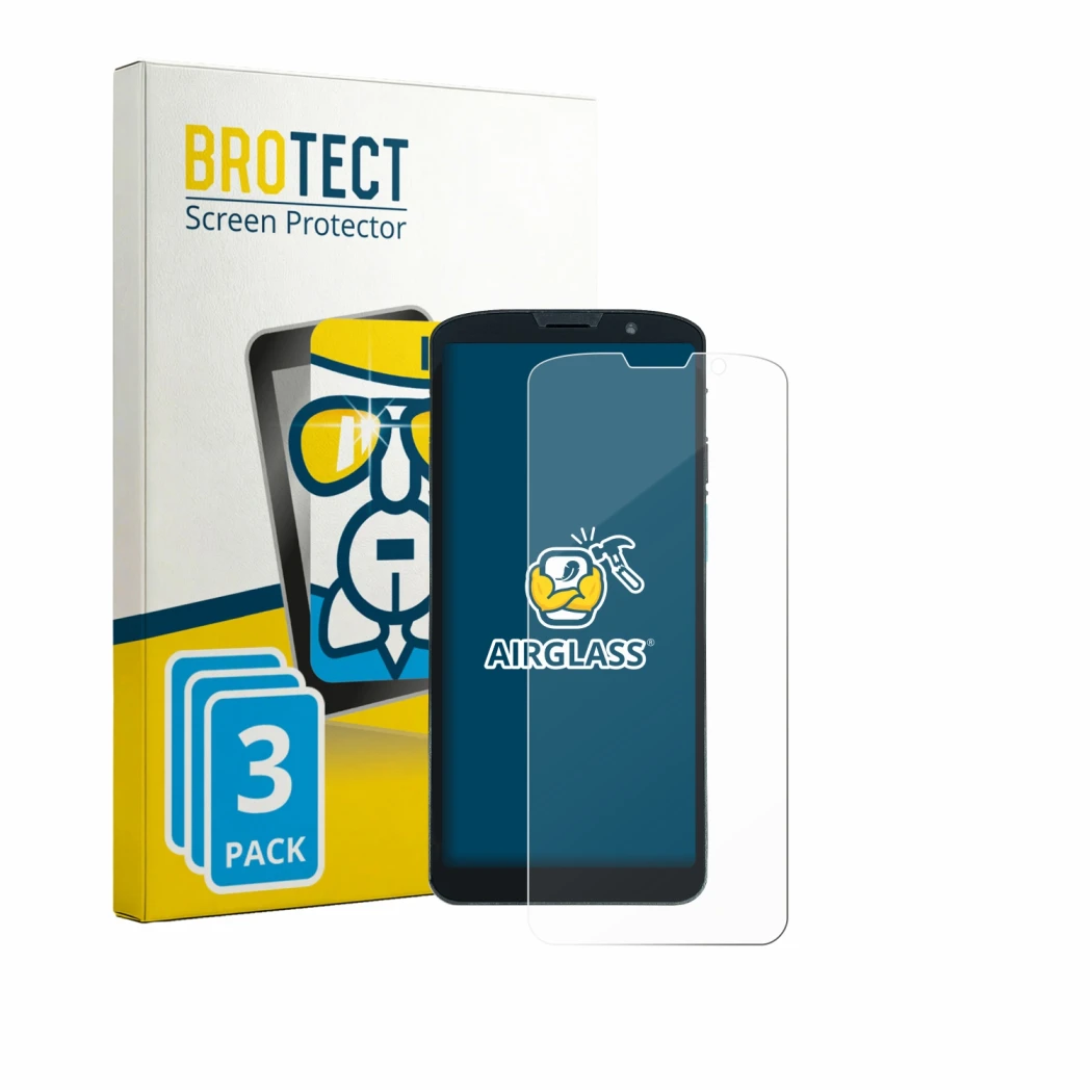 Face avant d’un emballage produit avec le logo de la marque BROTECT. À côté, l’appareil Unitech EA630 est représenté avec la p