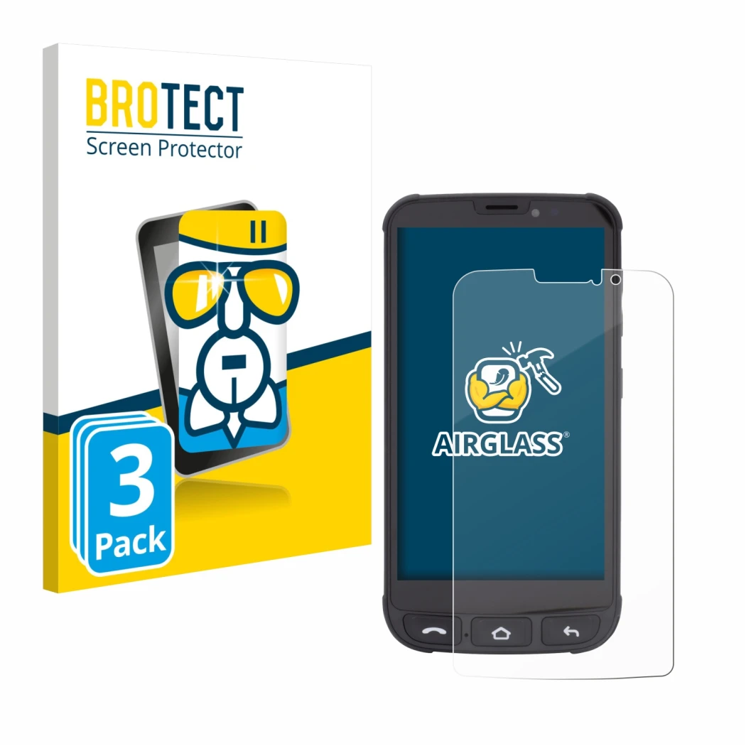 Face avant d’un emballage produit avec le logo de la marque BROTECT. À côté, l’appareil Olympia Neo Mini est représenté avec l