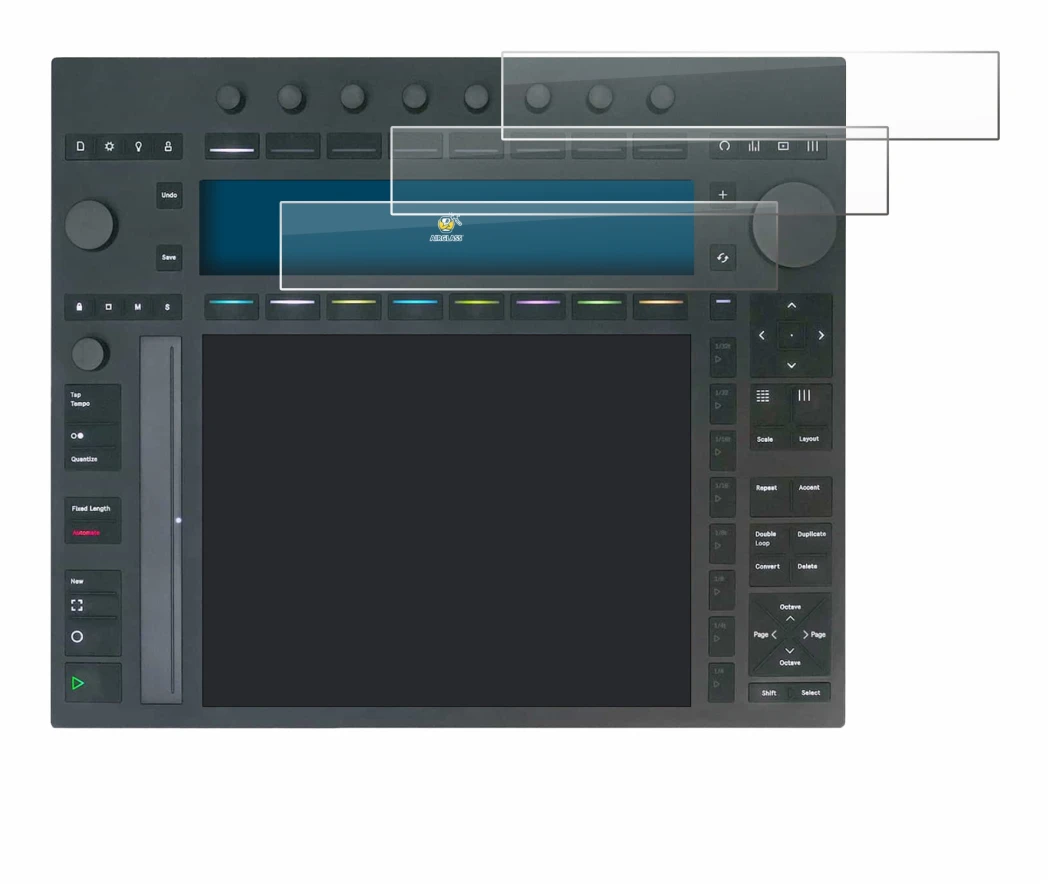 Image de l'appareil Ableton Push 3 avec une grande variété de protections d'écran.