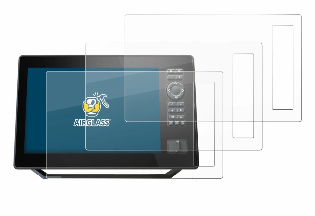 Image de l'appareil Humminbird Xplore 9 avec une grande variété de protections d'écran.