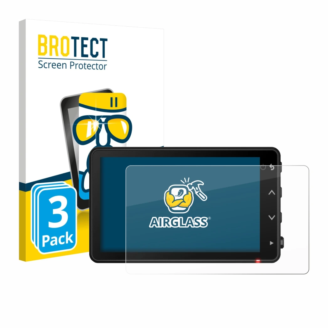 Face avant d’un emballage produit avec le logo de la marque BROTECT. À côté, l’appareil Garmin Catalyst 2 est représenté avec 