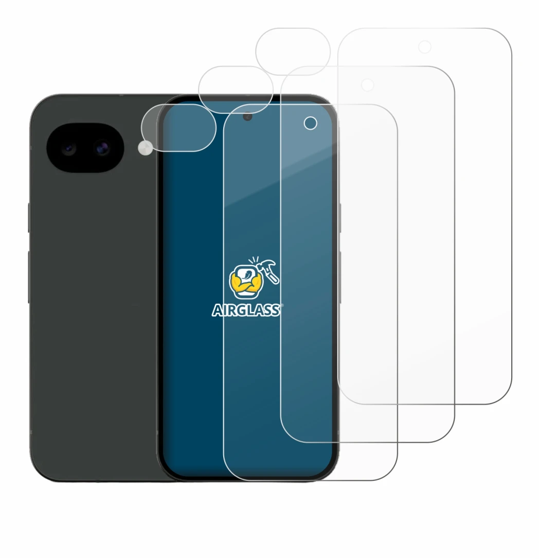 Image de l'appareil Google Pixel 10a (Avant+Caméra) avec une grande variété de protections d'écran.