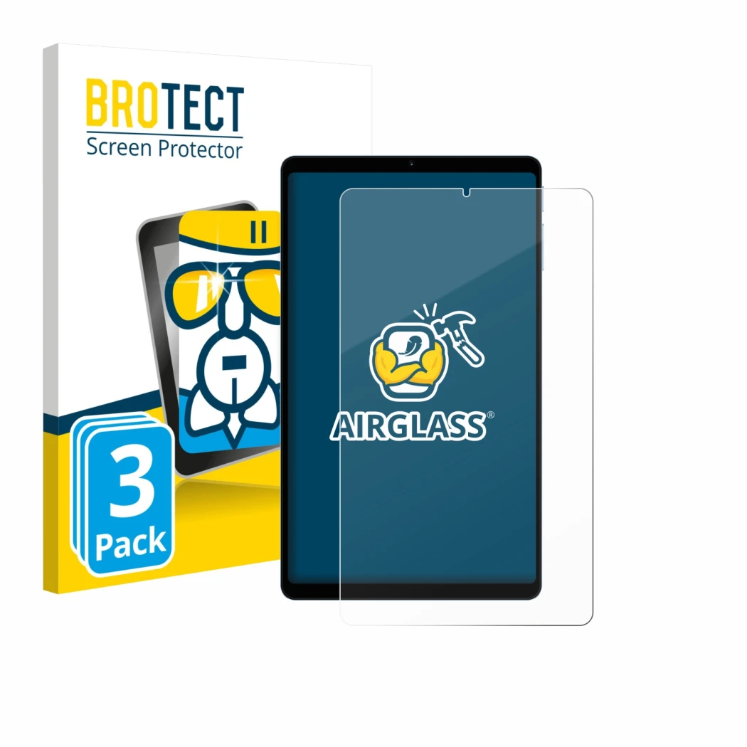 Face avant d’un emballage produit avec le logo de la marque BROTECT. À côté, l’appareil Teclast T50 Mini est représenté avec l