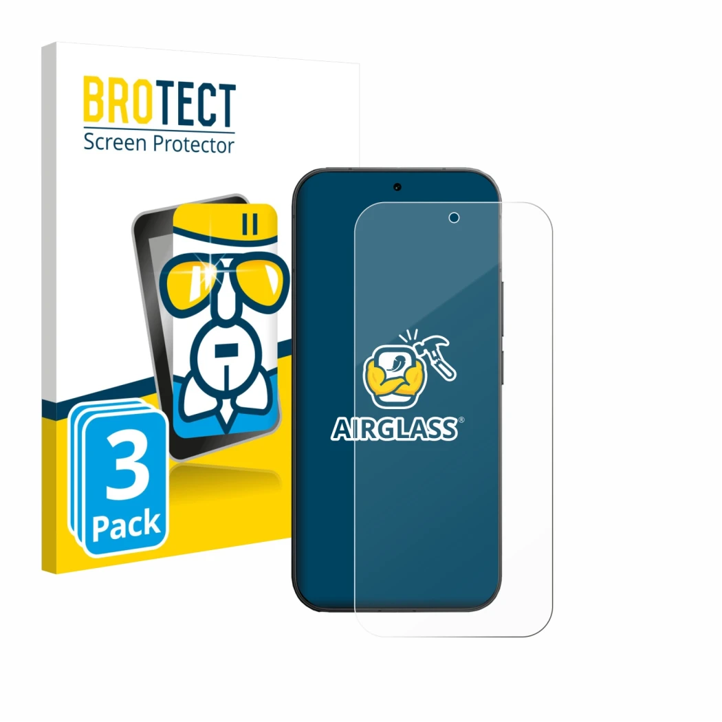 Face avant d’un emballage produit avec le logo de la marque BROTECT. À côté, l’appareil Vivo V70 est représenté avec la protec