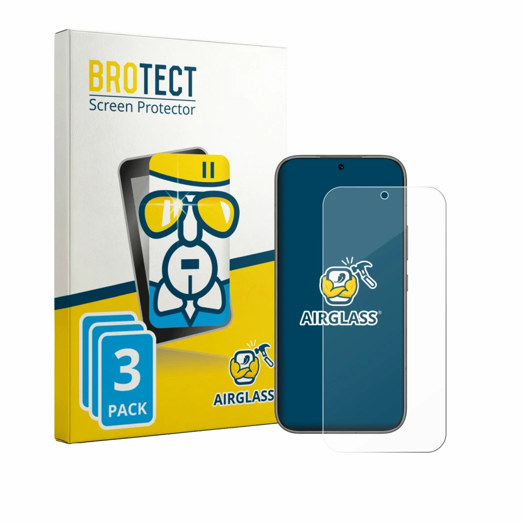 Face avant d’un emballage produit avec le logo de la marque BROTECT. À côté, l’appareil Honor 600 Pro est représenté avec la p