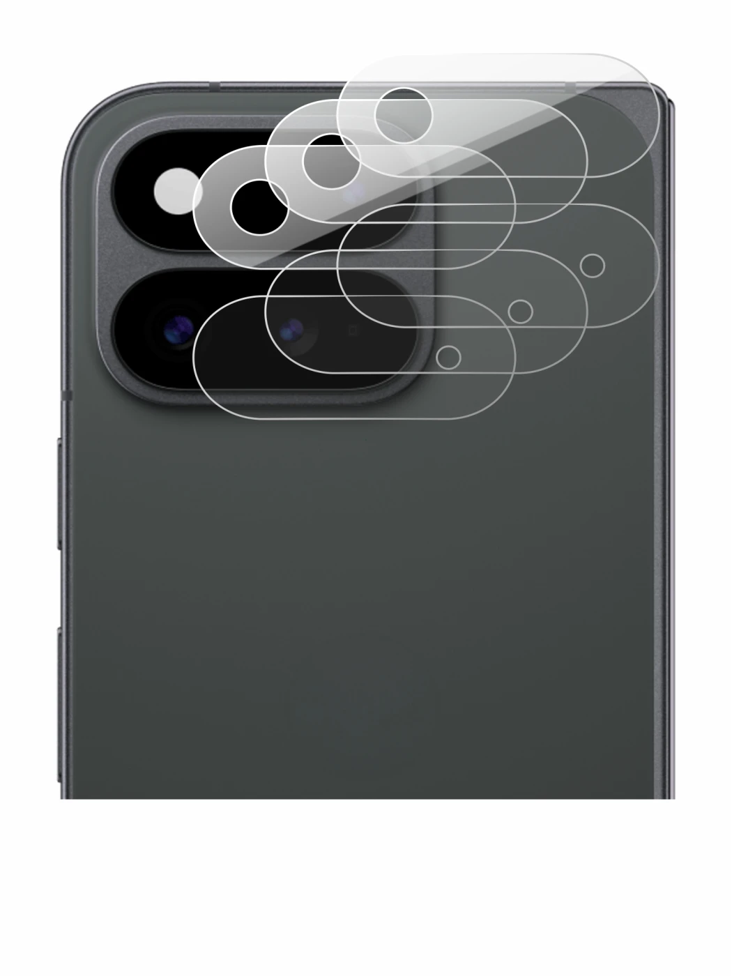 Image de l'appareil Google Pixel 11 Pro Fold (Caméra UNIQUEMENT) avec une grande variété de protections d'écran.