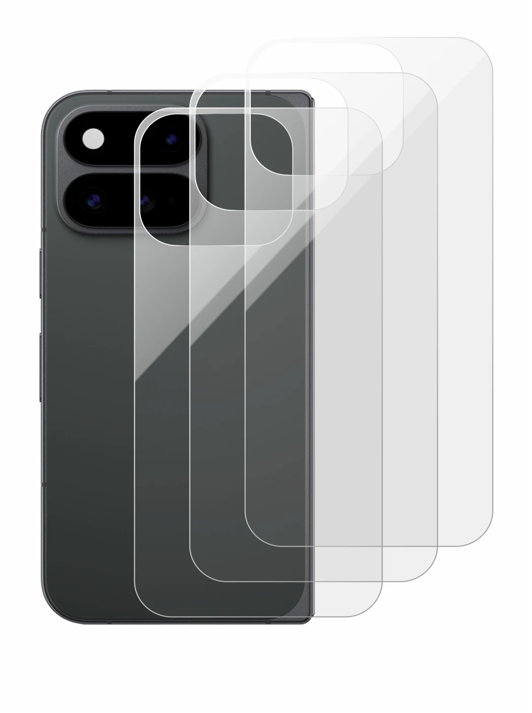 Image de l'appareil Google Pixel 11 Pro Fold (Arrière) avec une grande variété de protections d'écran.