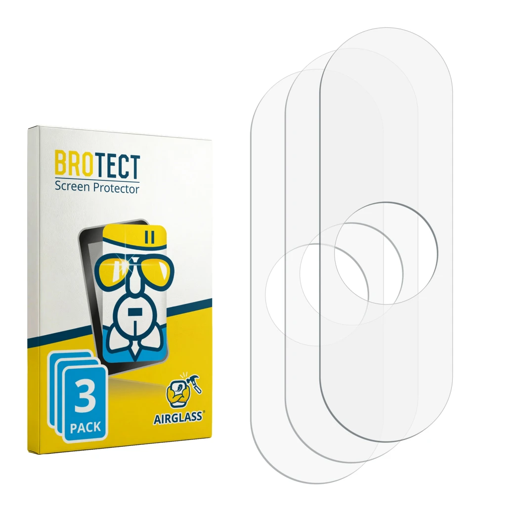 Face avant d’un emballage produit avec le logo de la marque BROTECT. À côté se trouve la protection d’écran correspondante.