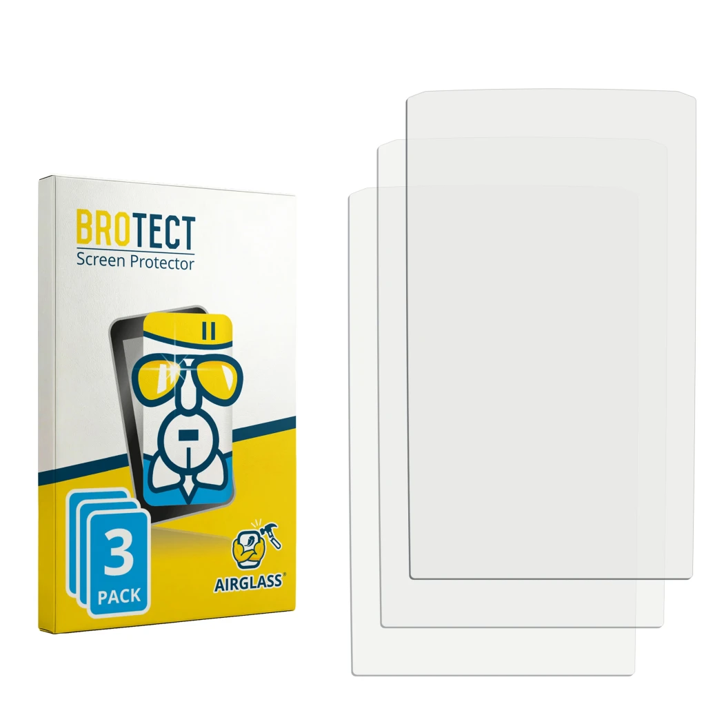 Face avant d’un emballage produit avec le logo de la marque BROTECT. À côté se trouve la protection d’écran correspondante.