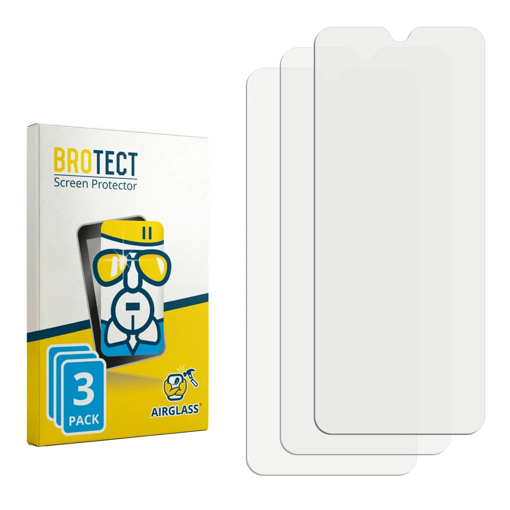 Face avant d’un emballage produit avec le logo de la marque BROTECT. À côté se trouve la protection d’écran correspondante.