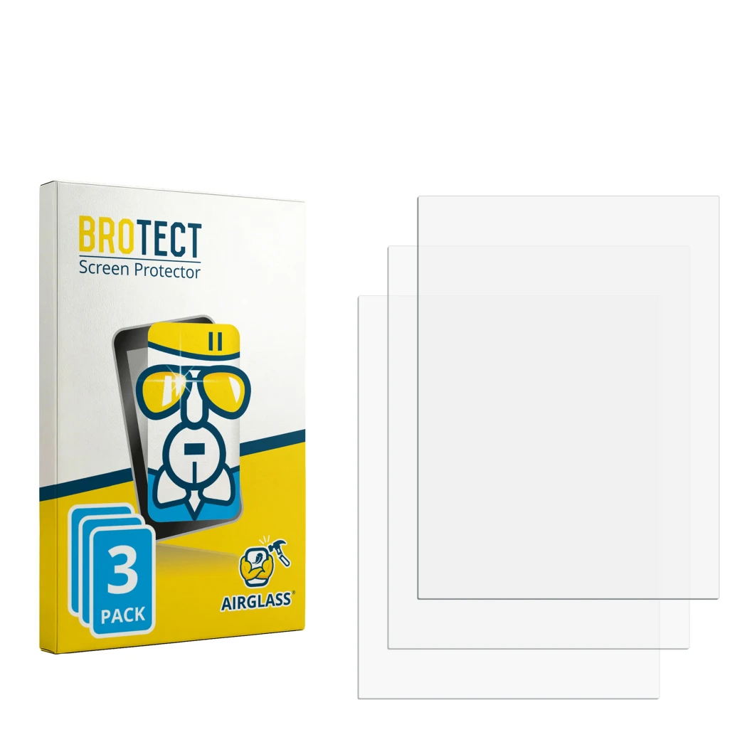 Face avant d’un emballage produit avec le logo de la marque BROTECT. À côté se trouve la protection d’écran correspondante.