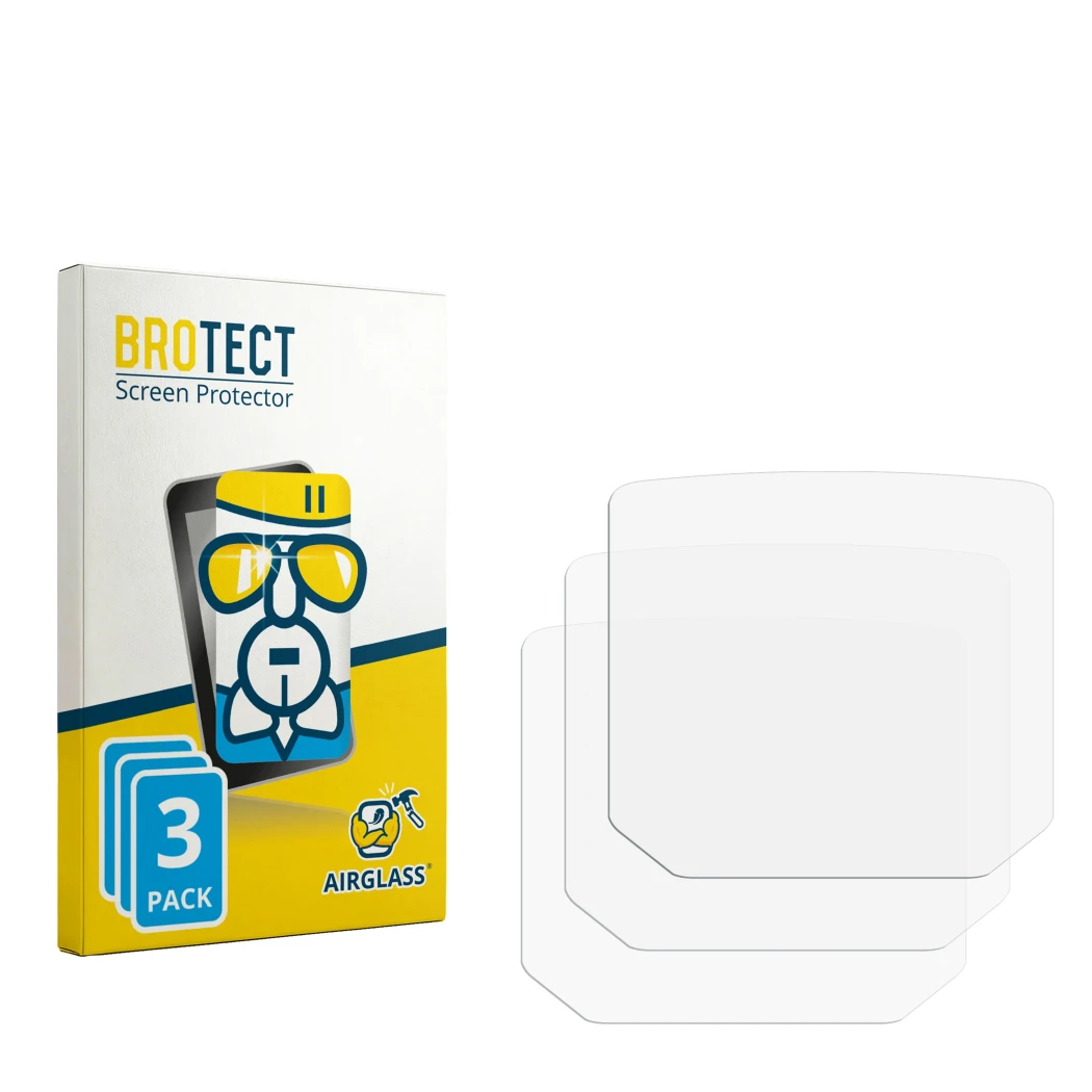 Face avant d’un emballage produit avec le logo de la marque BROTECT. À côté se trouve la protection d’écran correspondante.