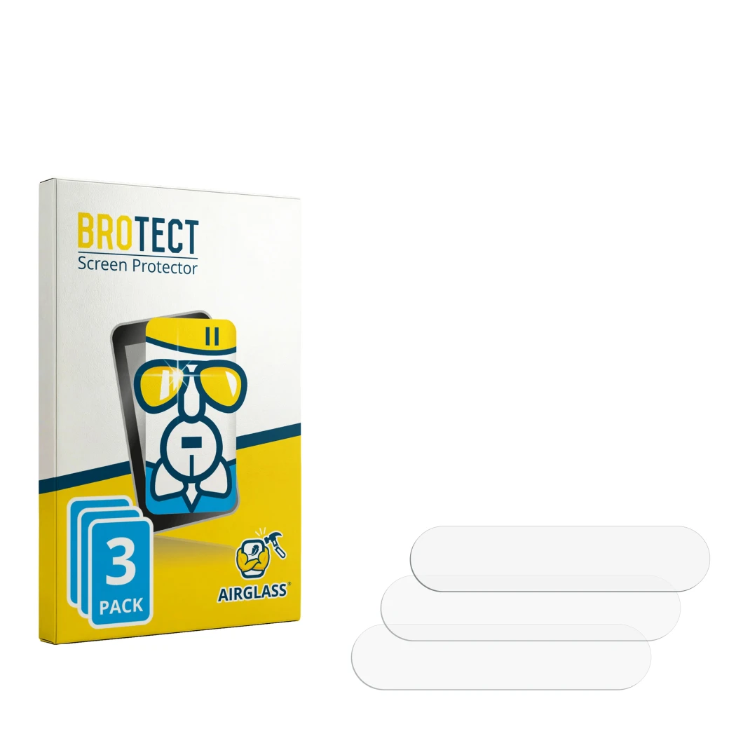 Face avant d’un emballage produit avec le logo de la marque BROTECT. À côté se trouve la protection d’écran correspondante.