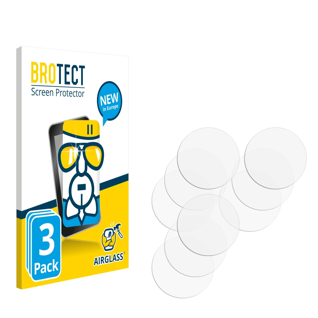 Face avant d’un emballage produit avec le logo de la marque BROTECT. À côté se trouve la protection d’écran correspondante.