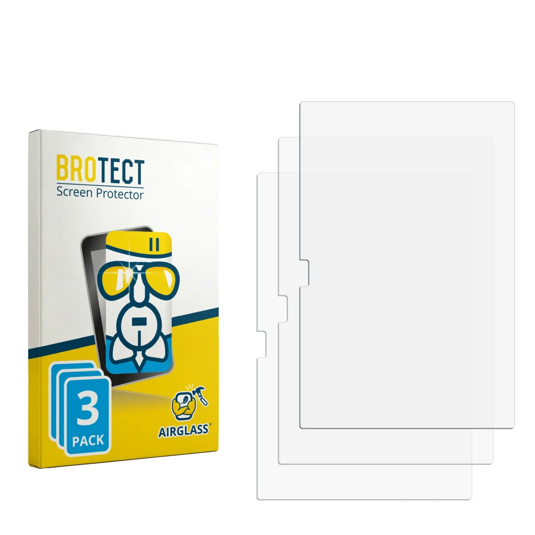 Face avant d’un emballage produit avec le logo de la marque BROTECT. À côté se trouve la protection d’écran correspondante.
