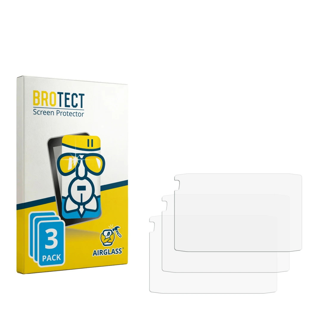 Face avant d’un emballage produit avec le logo de la marque BROTECT. À côté se trouve la protection d’écran correspondante.