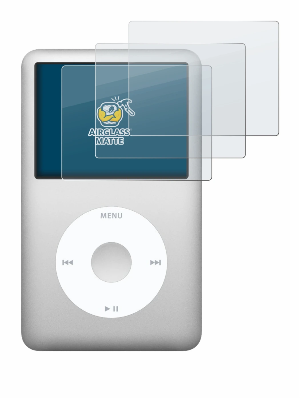 Image de l'appareil Apple iPod classic 160 GB (7ème Gen.) avec une grande variété de protections d'écran.