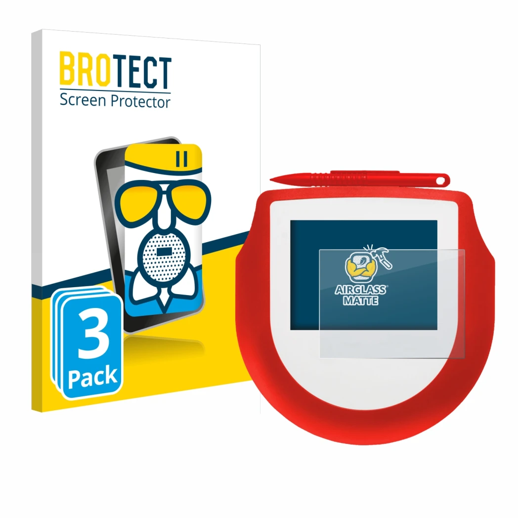 Face avant d’un emballage produit avec le logo de la marque BROTECT. À côté, l’appareil Signotec Signature Pad Omega est repré