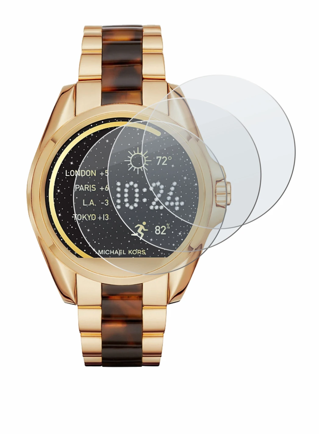 Image de l'appareil Michael Kors Access Bradshaw avec une grande variété de protections d'écran.