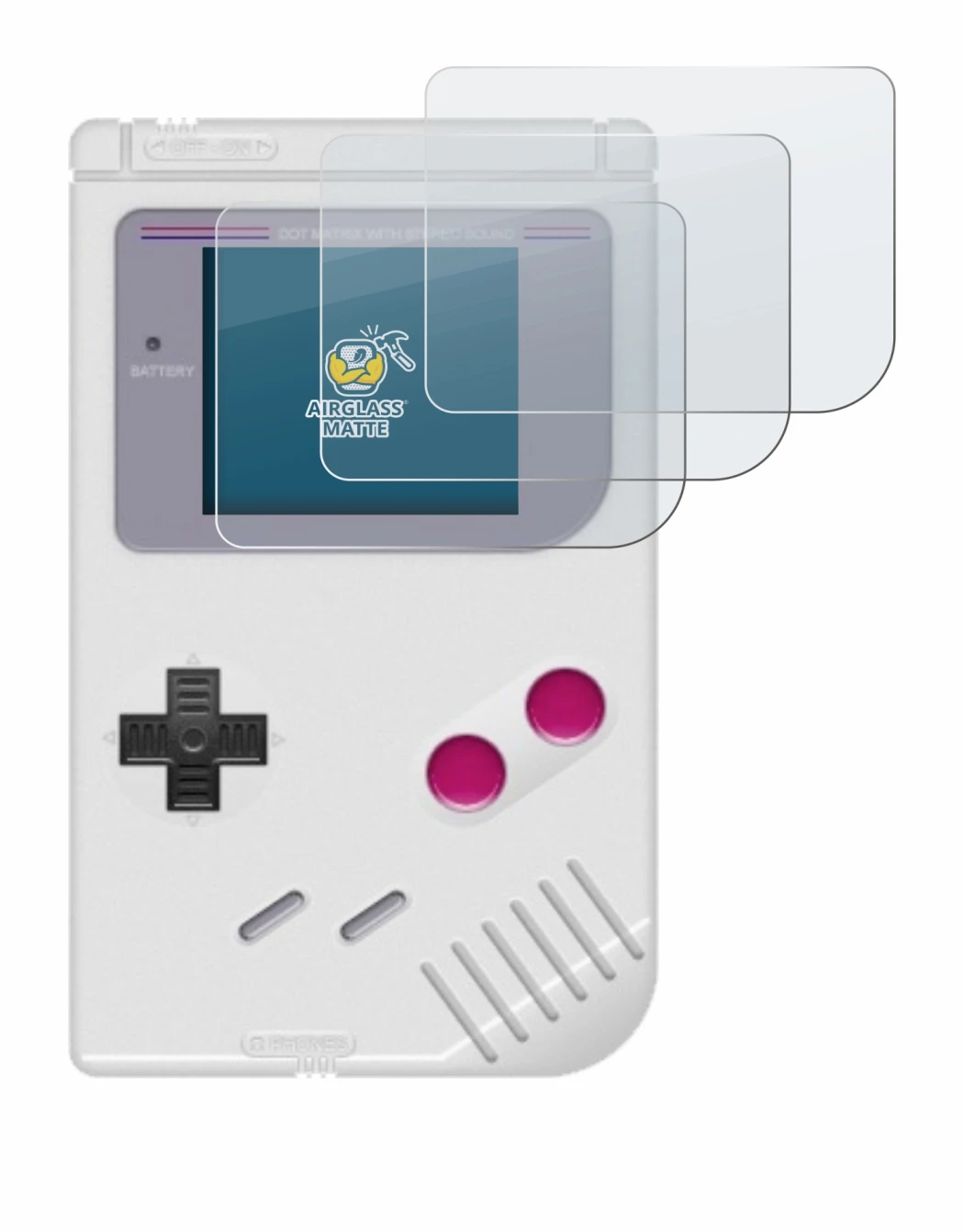 Image de l'appareil Nintendo Gameboy (1989) avec une grande variété de protections d'écran.