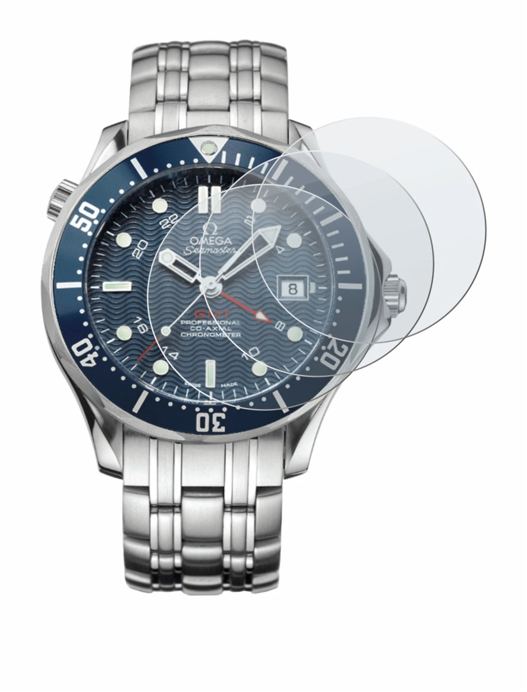 Image de l'appareil Omega Seamaster Diver (41 mm) avec une grande variété de protections d'écran.