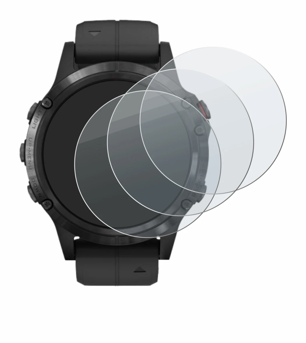 Image de l'appareil Garmin Fenix 5 Plus (47 mm) avec une grande variété de protections d'écran.