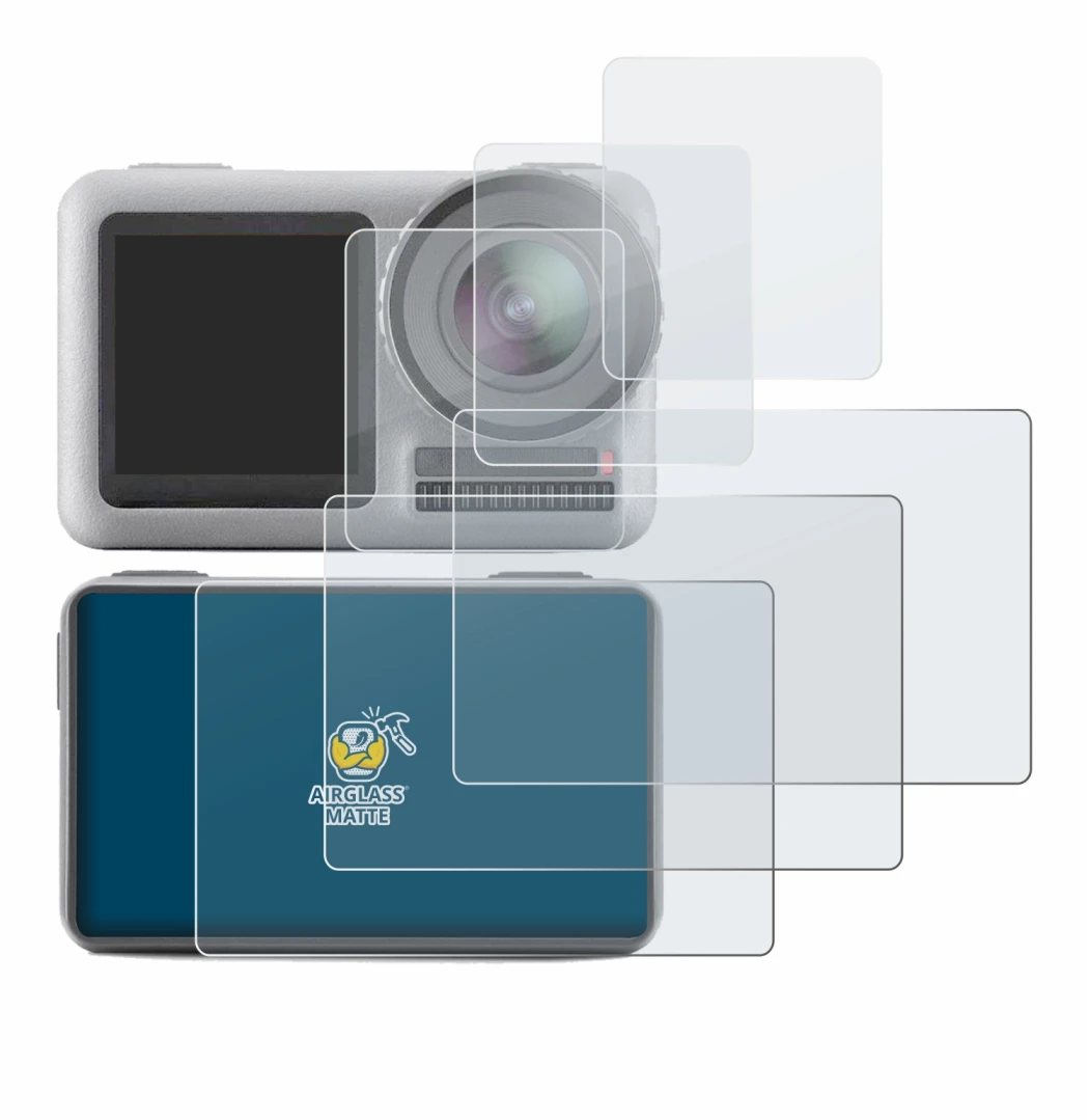 Image de l'appareil DJI Osmo Action avec une grande variété de protections d'écran.