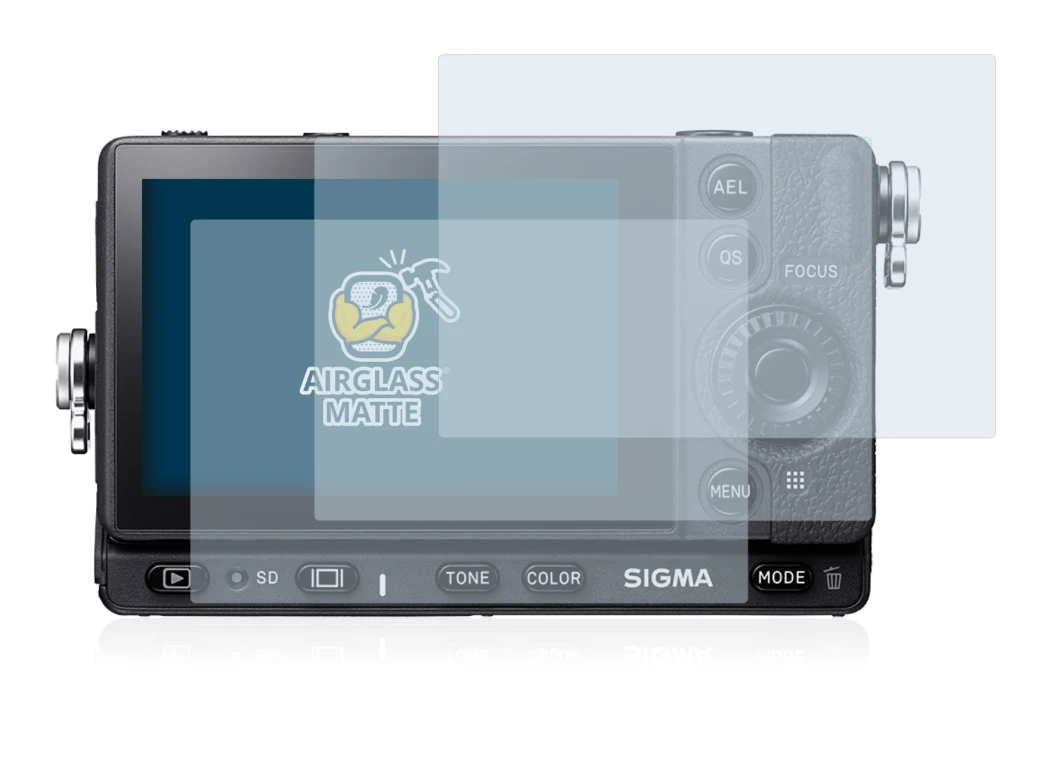 Image de l'appareil Sigma FP avec une grande variété de protections d'écran.