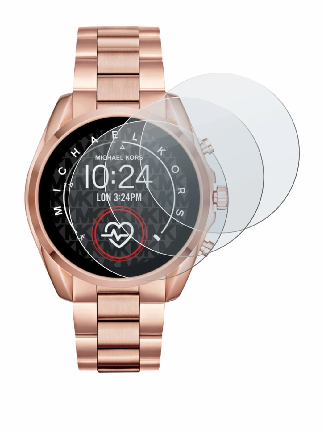 Image de l'appareil Michael Kors Access Bradshaw 2 avec une grande variété de protections d'écran.