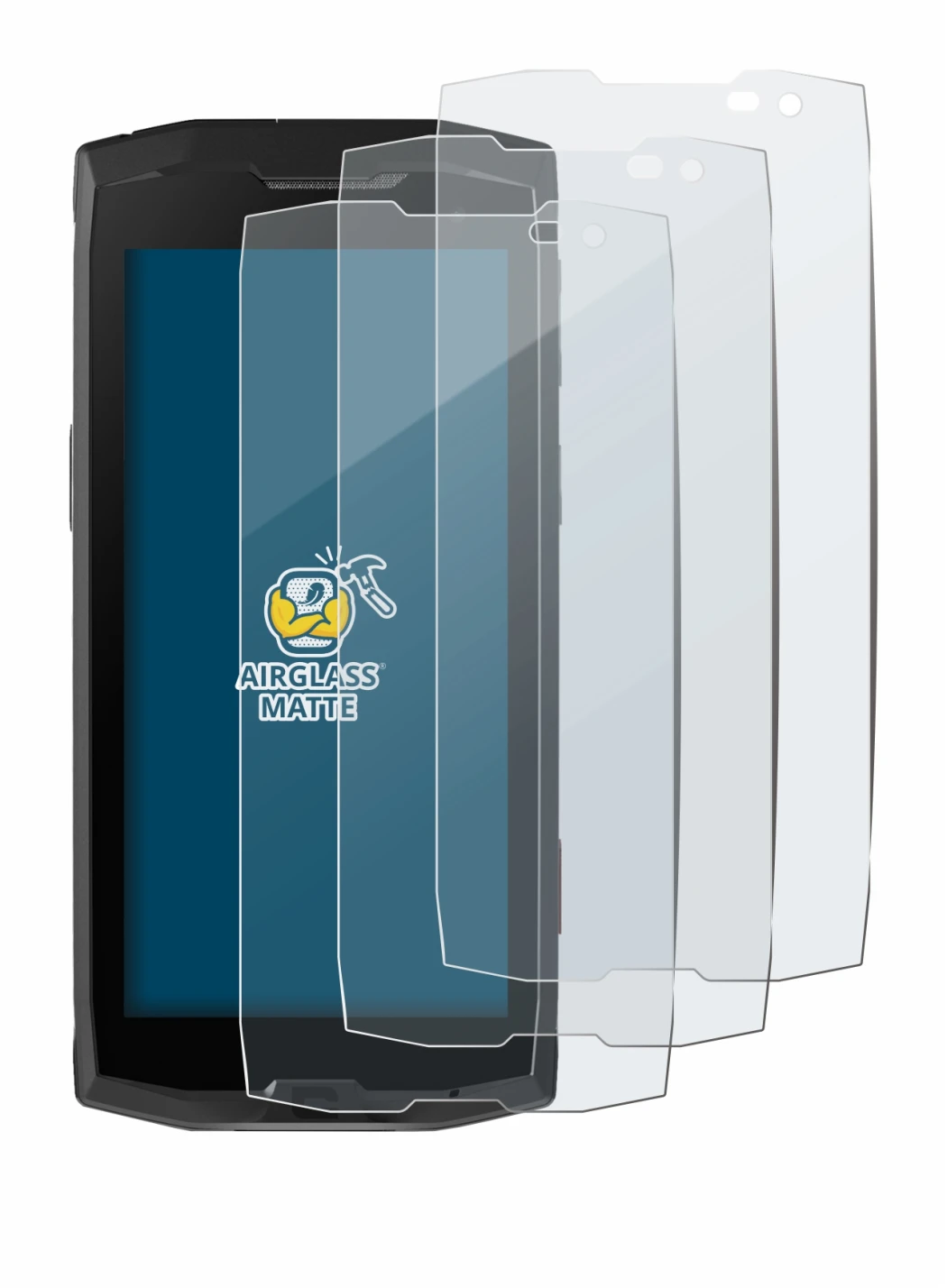 Image de l'appareil Crosscall Core M4 avec une grande variété de protections d'écran.