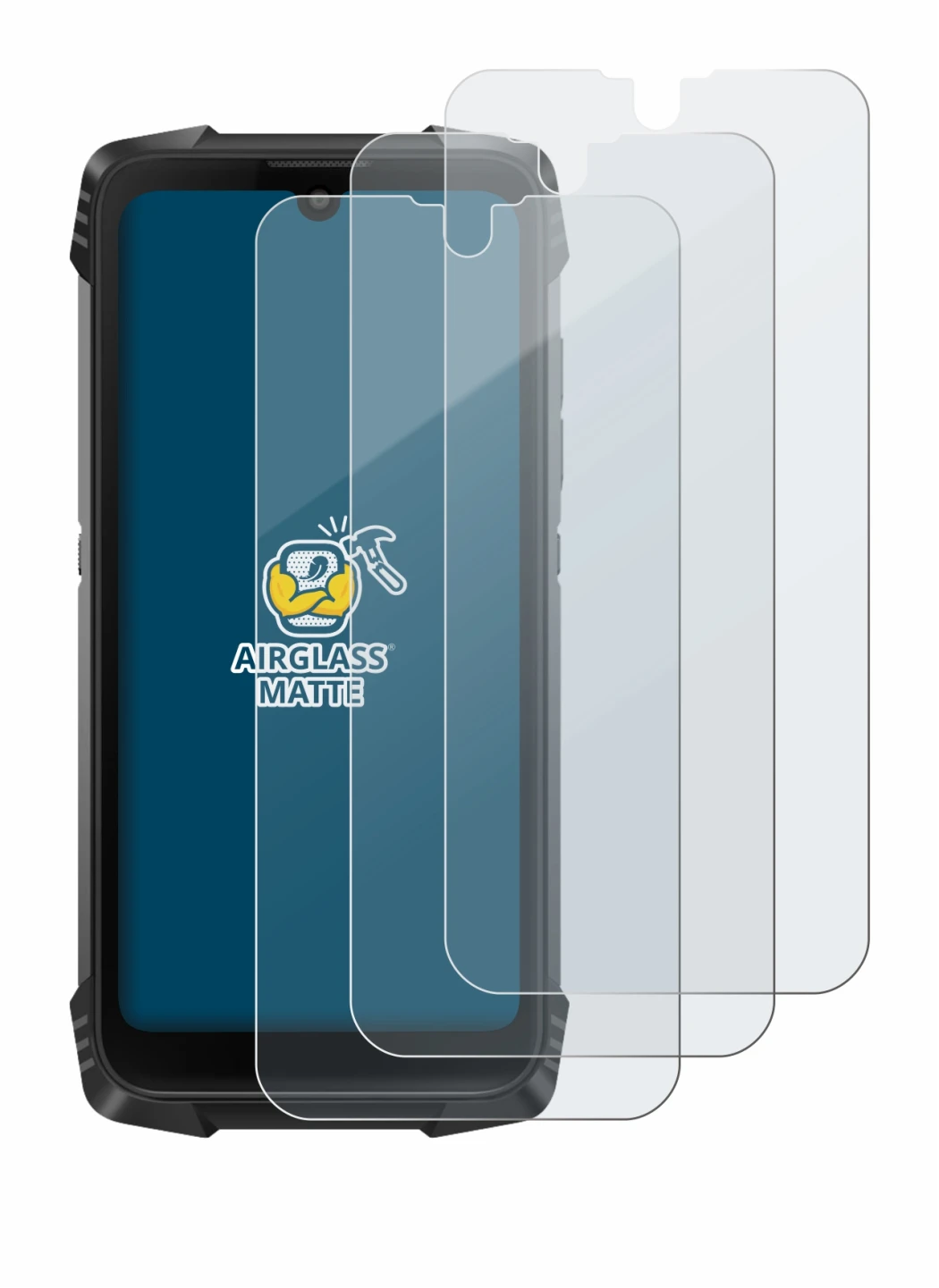 Image de l'appareil Blackview BV6900 avec une grande variété de protections d'écran.