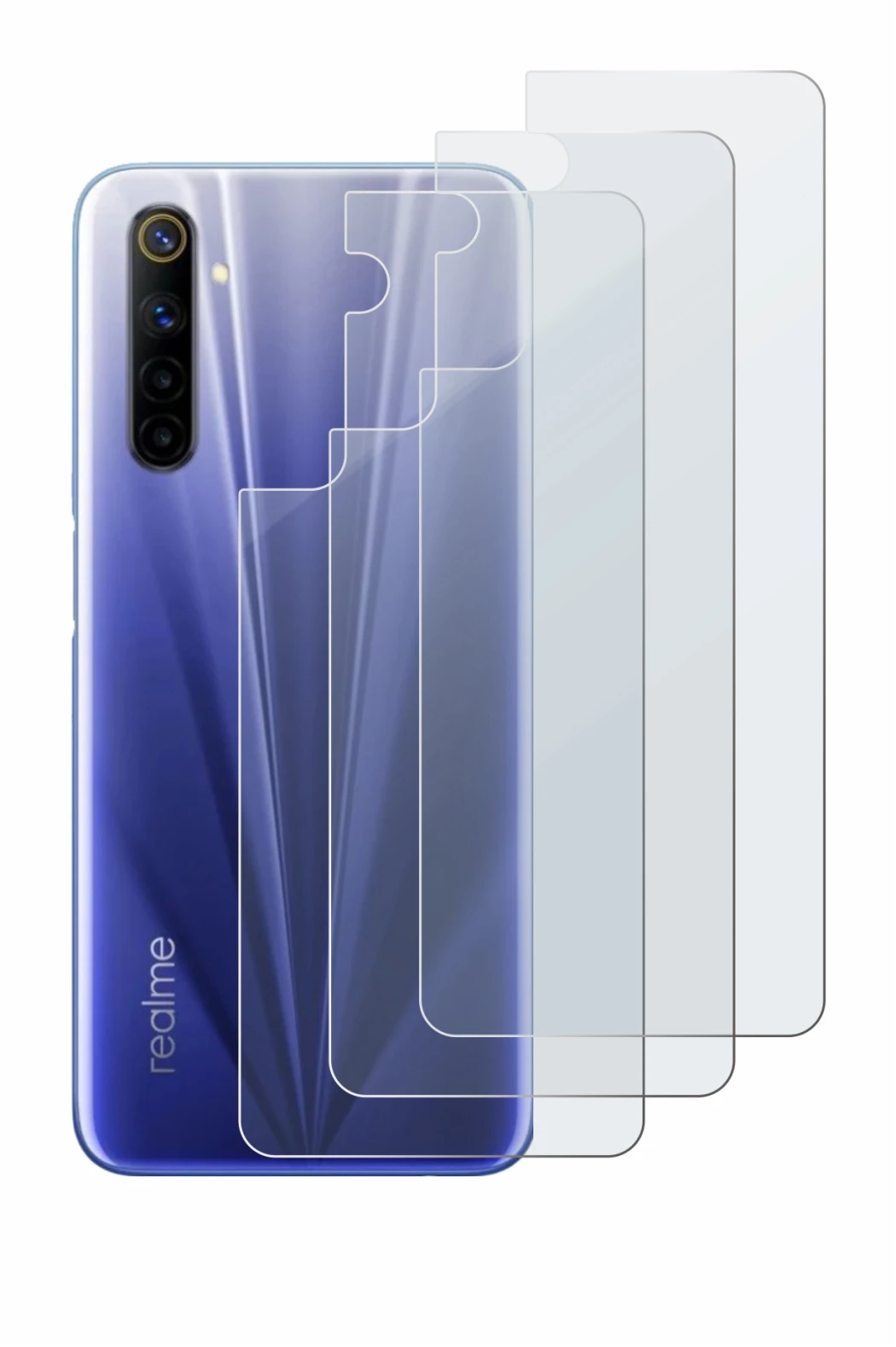Image de l'appareil realme 6 (Arrière) avec une grande variété de protections d'écran.