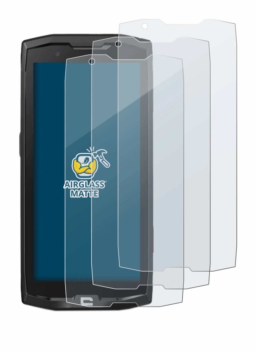 Image de l'appareil Crosscall Core X4 avec une grande variété de protections d'écran.