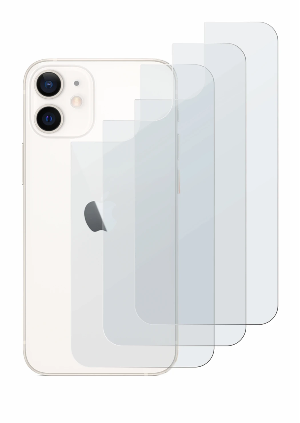 Image de l'appareil Apple iPhone 12 mini (Arrière) avec une grande variété de protections d'écran.