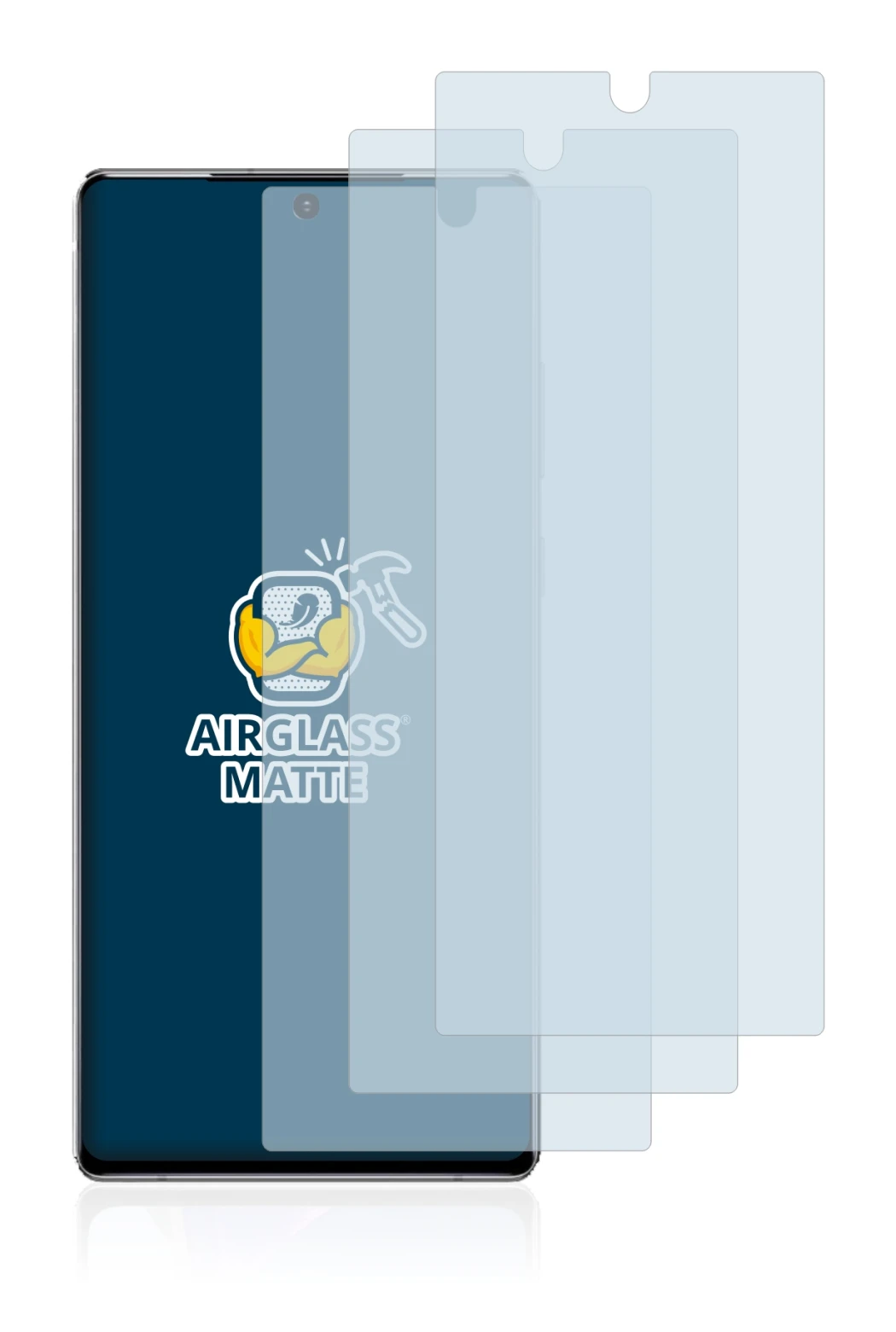 Image de l'appareil Samsung Galaxy Note 20 5G avec une grande variété de protections d'écran.