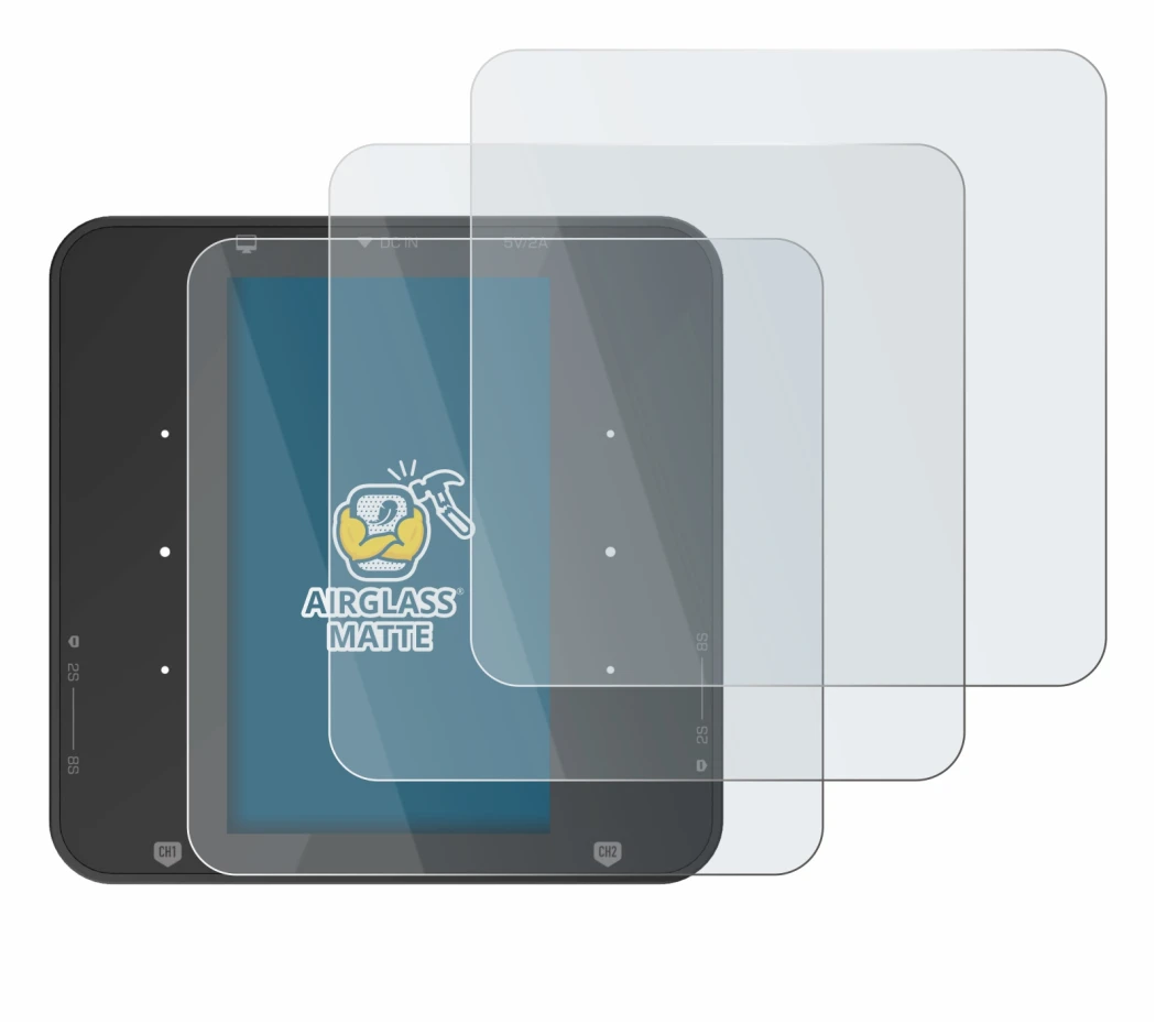 Image de l'appareil ISDT P30 avec une grande variété de protections d'écran.