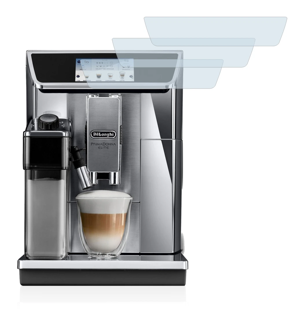 Image de l'appareil DeLonghi PrimaDonna Elite Experience ECAM656.85.MS avec une grande variété de protections d'écran.