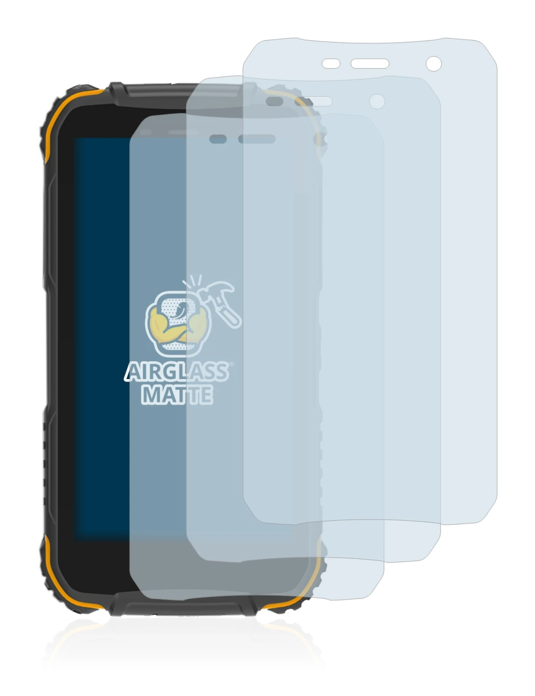 Image de l'appareil Doogee S35 avec une grande variété de protections d'écran.