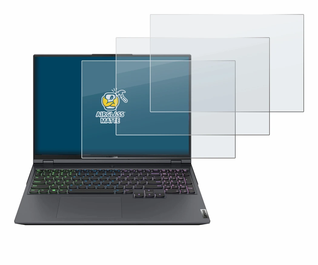 Image de l'appareil Lenovo Legion 5 Pro avec une grande variété de protections d'écran.