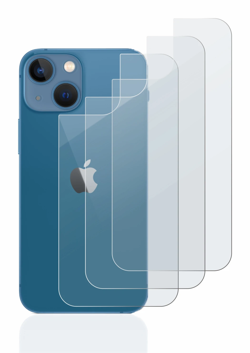 Image de l'appareil Apple iPhone 13 mini (Arrière) avec une grande variété de protections d'écran.
